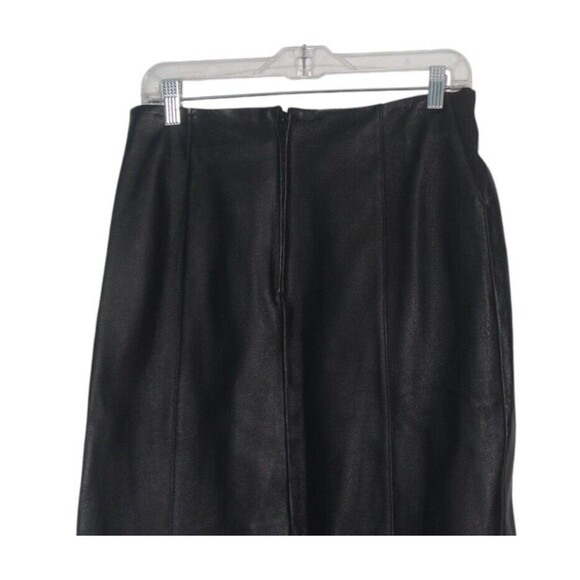 Dialogue Leather Skirt Straight Pecil Womens 12 Black Leather Washable Retro NWT - Picture 3 of 5